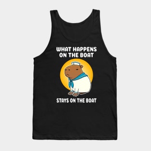 What happens on the boat stays on the boat Cartoon Capybara Sailor Tank Top